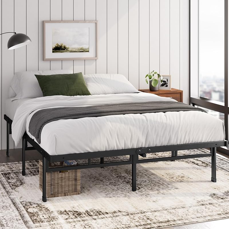 Zinus Justin Double Bed Frame 4ft6 135 x 190 cm Steel Slat Support Black