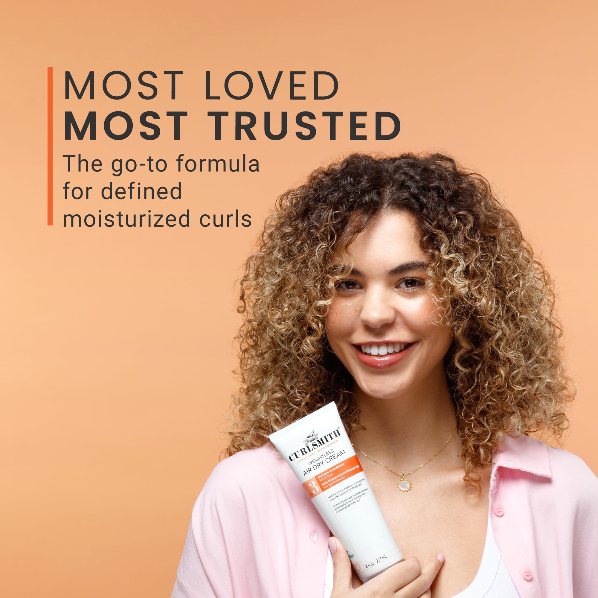 CURLSMITH Weightless Air Cream - Air Dry Curl Cream, Hydrating and Detangling, Best Leave-In for Dry Curly Hair, For All Curl Types, Vegan & Cruelty Free