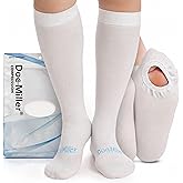 Doc Miller TED Hose Knee High Anti Embolism Stockings, 15-20mmHg, M-4XL | Women &amp; Men, Hospital Style Surgical Stockings, Plus Size White Compression Socks, Support Hose with Inspection Hole