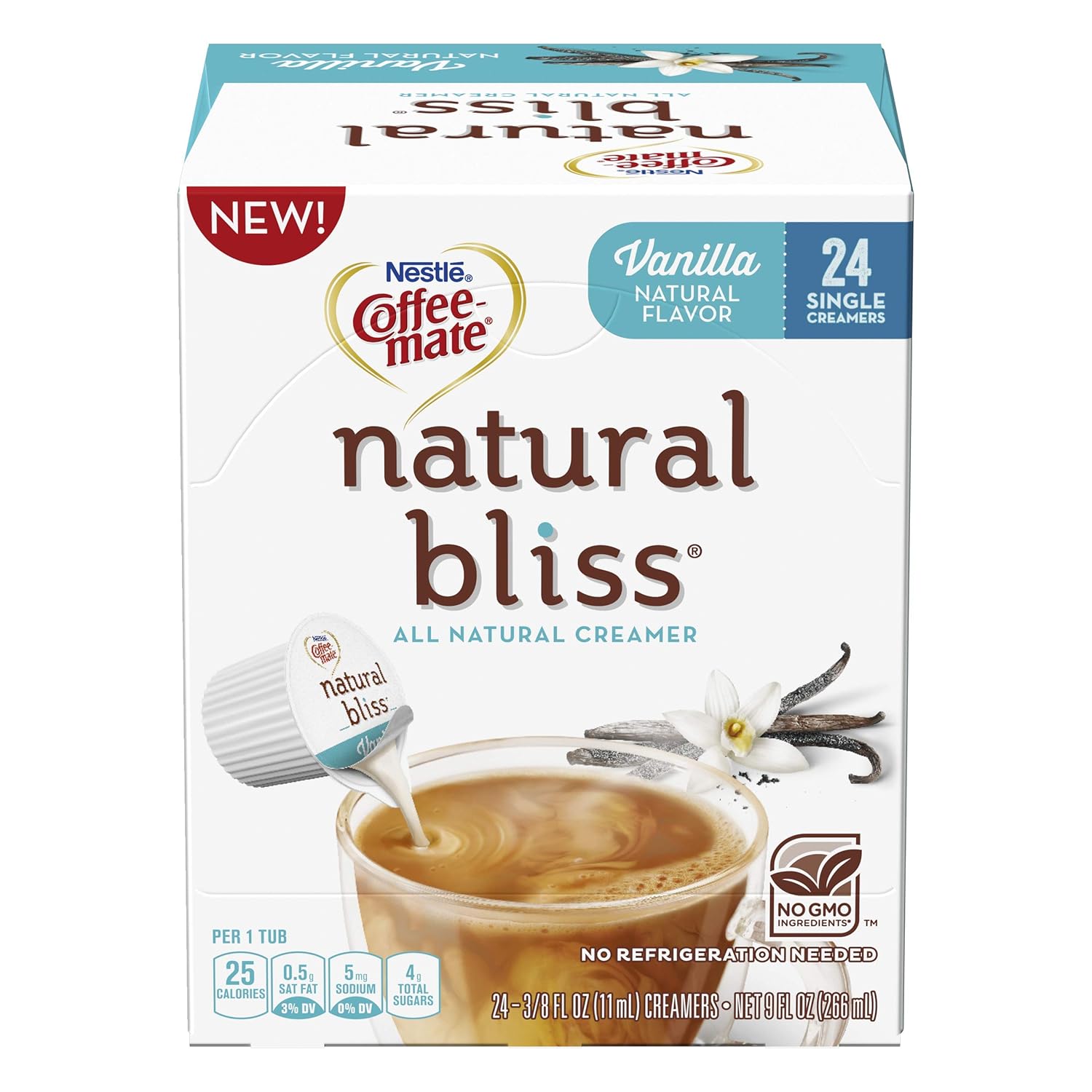 Amazon Com Coffee Mate Coffee Mate Natural Bliss Liquid Creamer Singles Tubs Vanilla 96 Count Grocery Gourmet Food