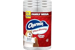 Charmin Toilet Paper Ultra Strong Clean Touch, 24 Family Mega Rolls = 120 Regular Rolls (Packaging May Vary)