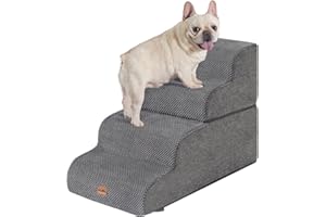 MADE 4 PETS Made4Pets Dog Stairs Ramp for Bed 19.7" H, 4-Step Dog Steps for High Bed Couch Sofa Climbing, 35D Foam Pet Steps for Small Dogs and Cats, Non-Slip Bottom Pet Stairs, Grey