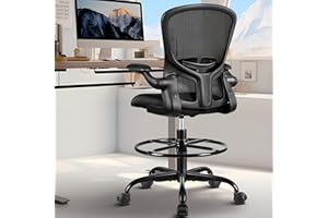 FelixKing Drafting Chair, Tall Office Chairs with Footrest Ring, Home Standing Desk High Chair with Lumbar Support Adjustable Counter Height Ergonomic Swviel Rolling Chairs for Working (Black)