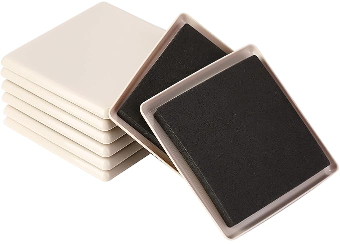 Liyic wiederverwendbare Möbelgleiter für Teppiche, quadratische Möbelschieber, Teppichschieber, Beigefarben, 12,7 cm, 8er-Pac