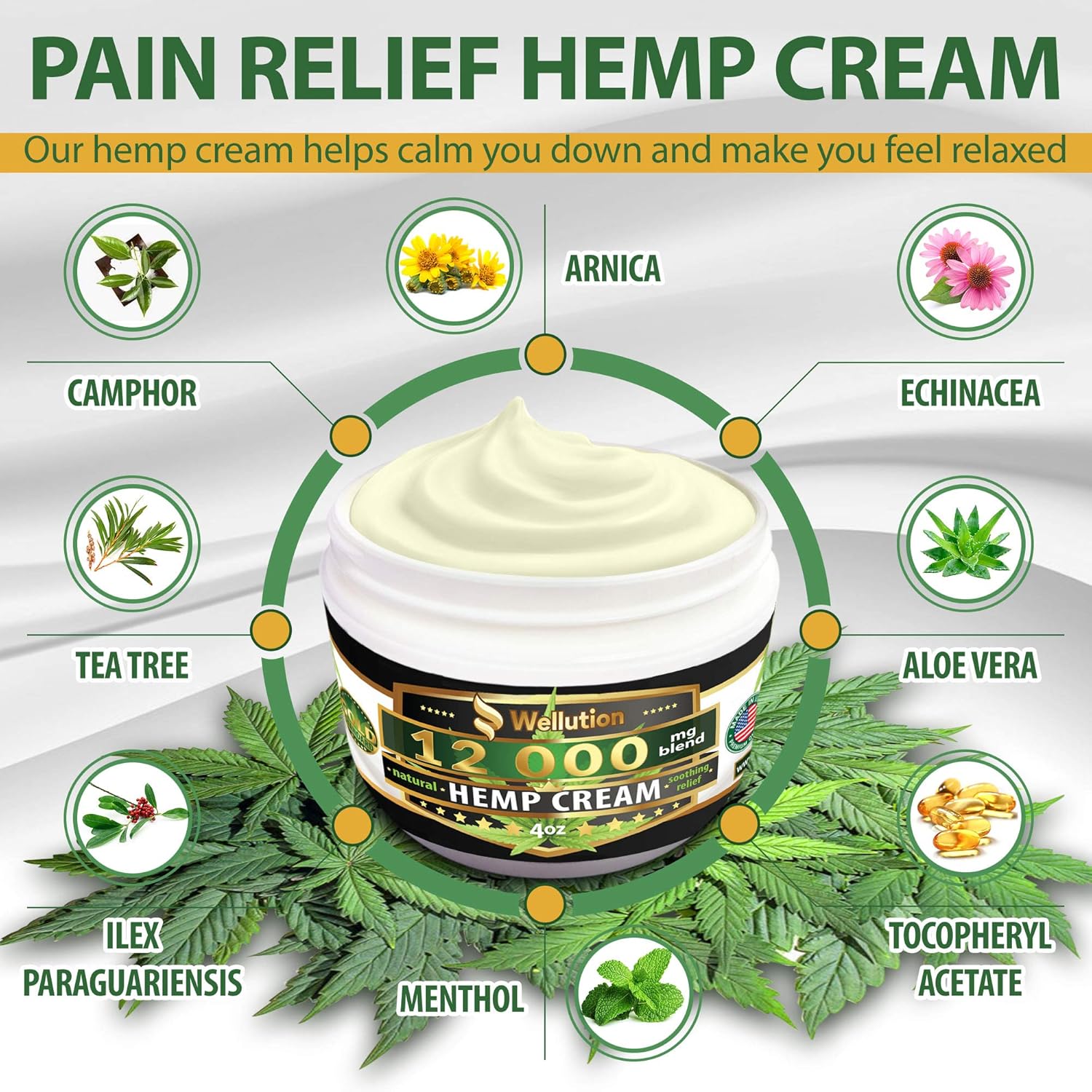 Hemp Cream 12000 mg 4 oz Natural Seed Oil Extract Extra Strength
