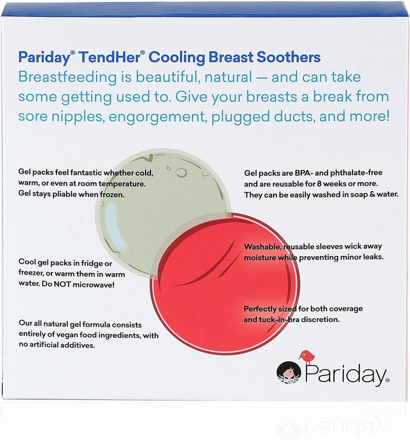 Pariday Tendher Reusable Soothing Breastfeeding Gel Pads with Absorbent Covers - Image 3