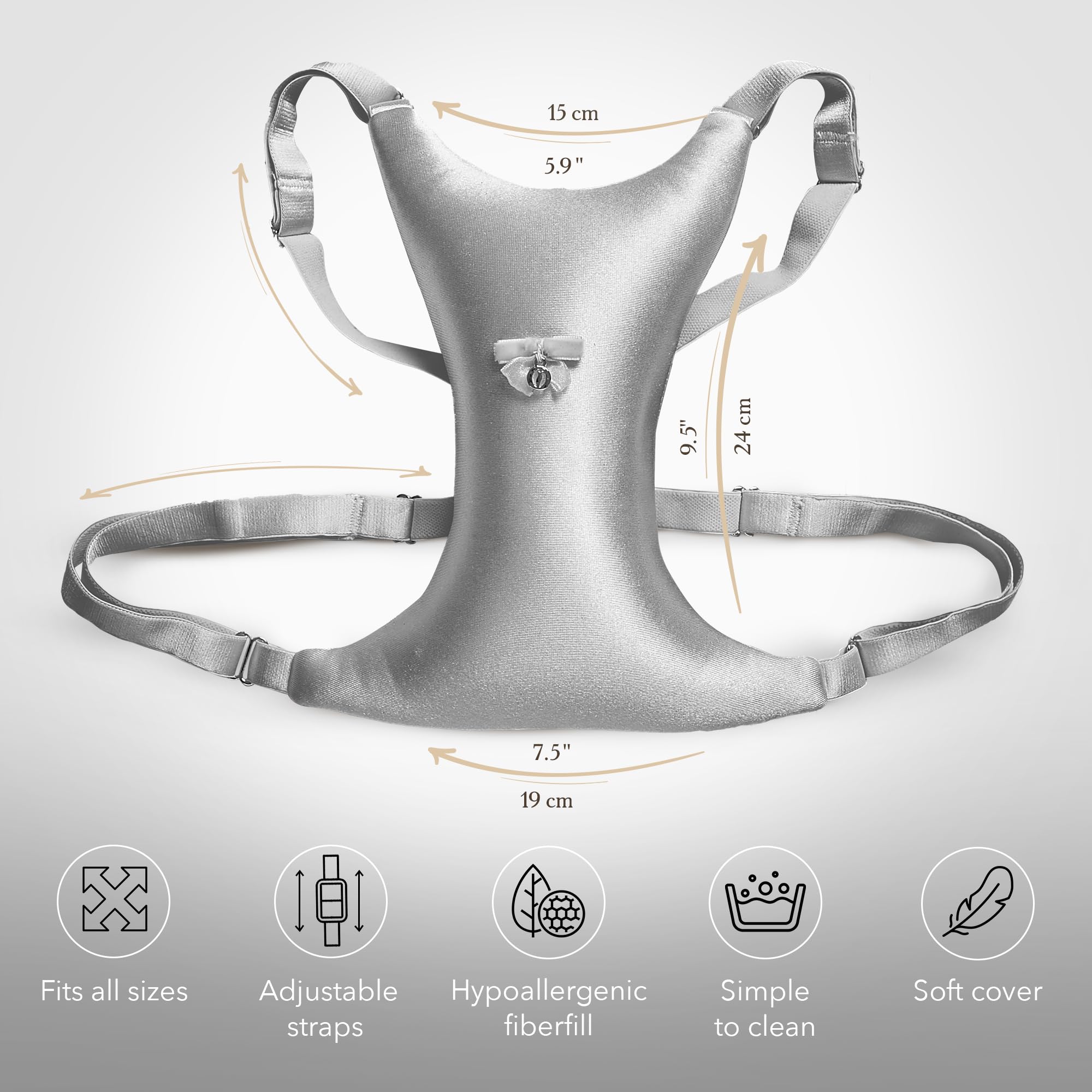 Intimia Breast Pillow for Chest Wrinkles and Side Sleeping - Chest Pillow for Wrinkle Prevention and Breast Support (Silver)