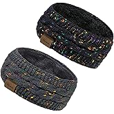 YSense Winter Headbands for Women, Ear Warmer Headband Womens Cable Knit Fleece Lined Ear Warmers Stocking Stuffers Gifts