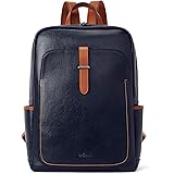 BROMEN Leather Laptop Backpack for Women 15.6 inch Computer Backpack Business Travel Professional Work Daypack College Bag Na