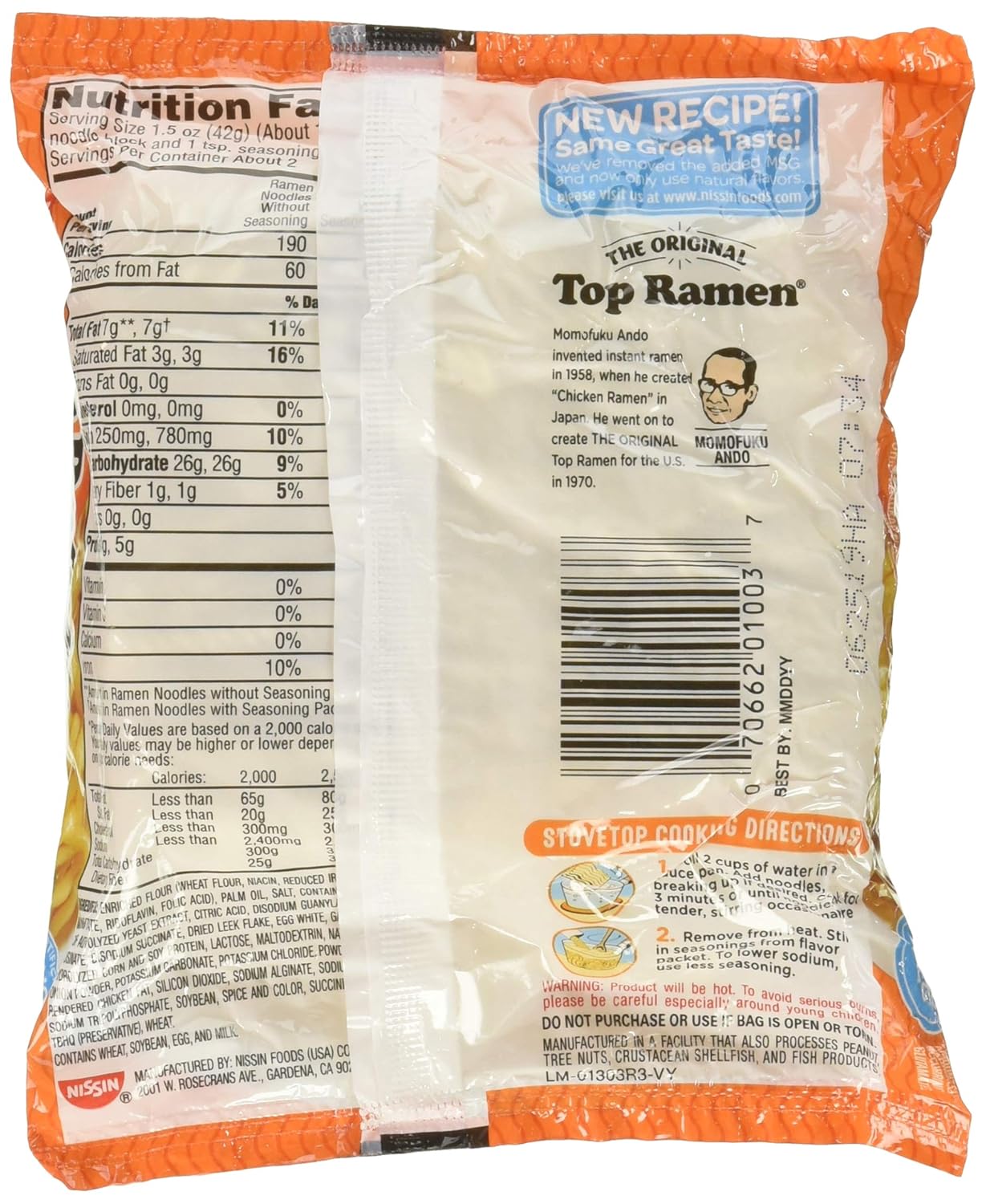 Amazon Com Nissin Top Ramen Noodle Soup Chicken Flavor 3 Ounce Packages 5 Pack Grocery Gourmet Food