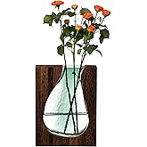12-Inch Wood and Glass Inlay Vase - Merging The Natural Warmth and Texture of Wood with The Elegance and Color of Glass, Perfect for Enhancing Home Decor, Office Desk, Kitchen Table or Living Room