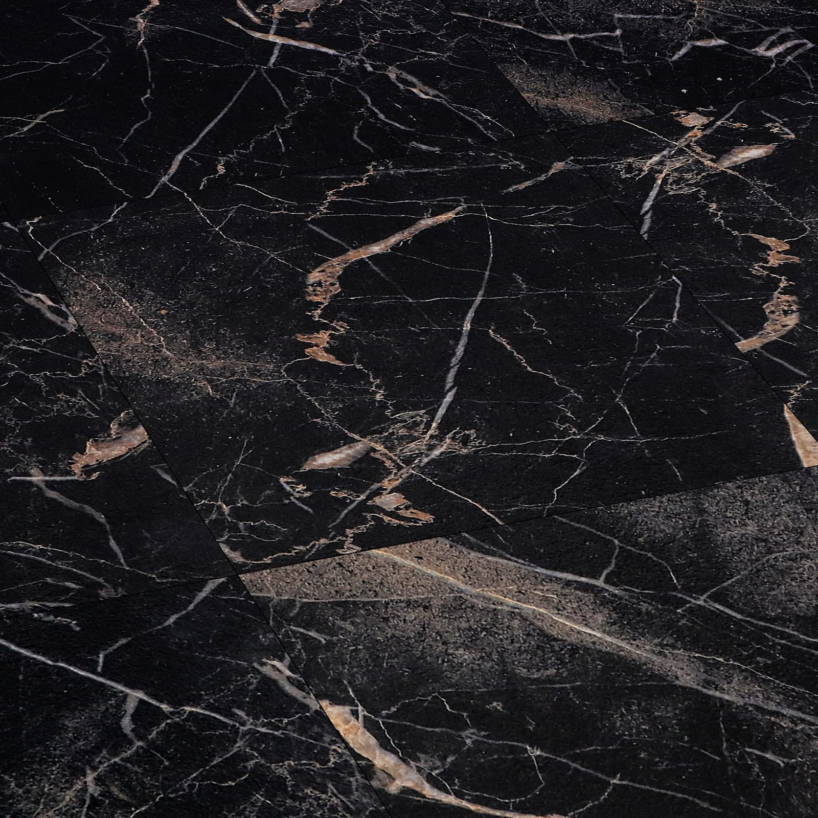 FunStick Black Gold Floor Tiles Self Adhesive Marble Effect Vinyl Flooring 30x30cm 5 Pcs Black Gold Tile Bathroom Kitchen Vinyl Floor Tiles Marble Waterproof Stick on Flooring Tile for Kitchen Bedroom