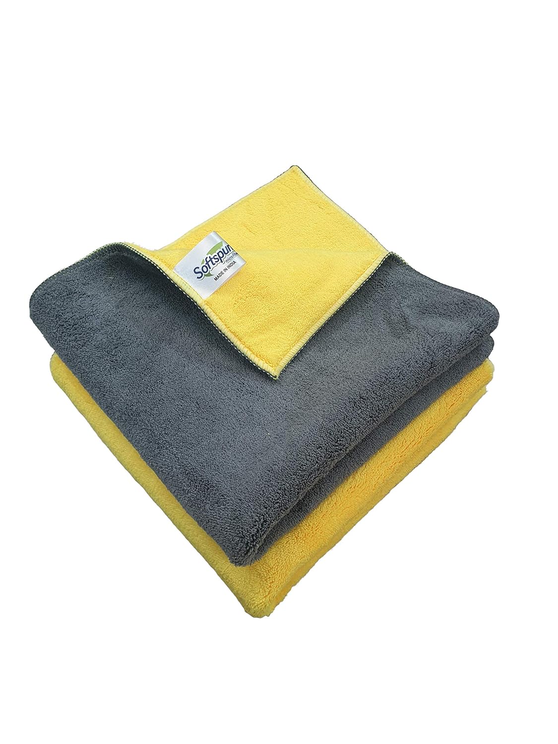 SOFTSPUN 900 GSM, Microfiber Double Layered Cloth 40x40 Cms 2 Piece