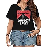 Women's Plus Size Tops Cowgirl Country Outfits Cowboy Shirts Western Graphic T-Shirts
