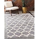Unique Loom Trellis Collection Area Rug - Philadelphia (6' 1" x 9' Rectangle Dark Gray/Beige)