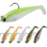 VELBAIT Pre-Rigged Soft Fishing Lures, Easy Catch Swimbaits for Bass Trout | Paddle &amp; Curly Tail, Swim Baits for More Bites, Freshwater &amp; Saltwater Fishing Bait, Crappie Walleye Pike Lures, Value Pack