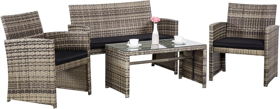 Loveseats Patio Lawn Garden Patiomore Outdoor Furniture 2 Pcs Patio Loveseat With Coffee Table Bench Sofa With Red Cushion And Wrought Iron Frame For Garden Yard Or Porch