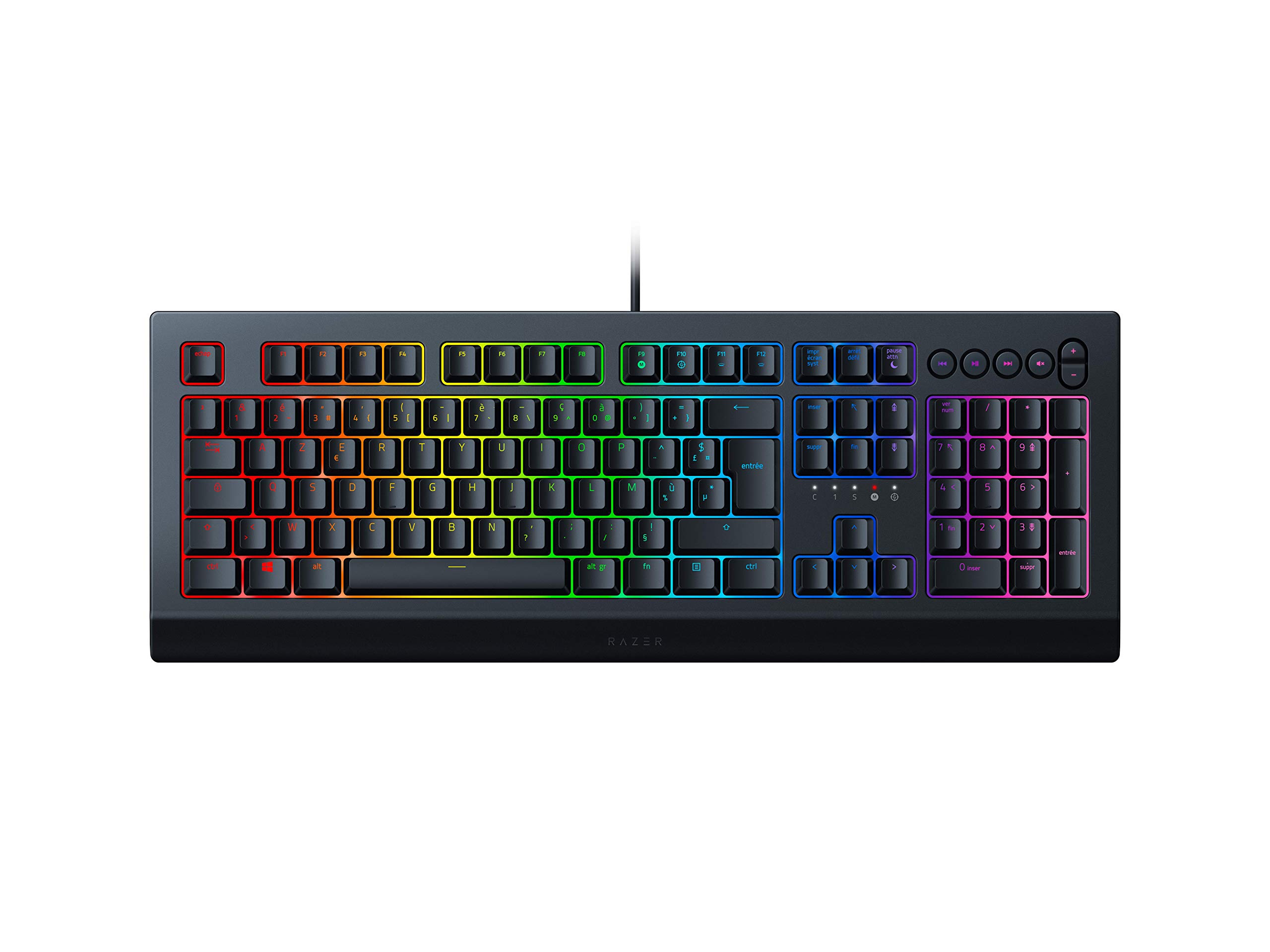 Razer Cynosa V2 - Clavier Gamer À Membrane (Touches Douces, Entièrement Programmable, Avec Touches Média) Clavier Azerty | Noir