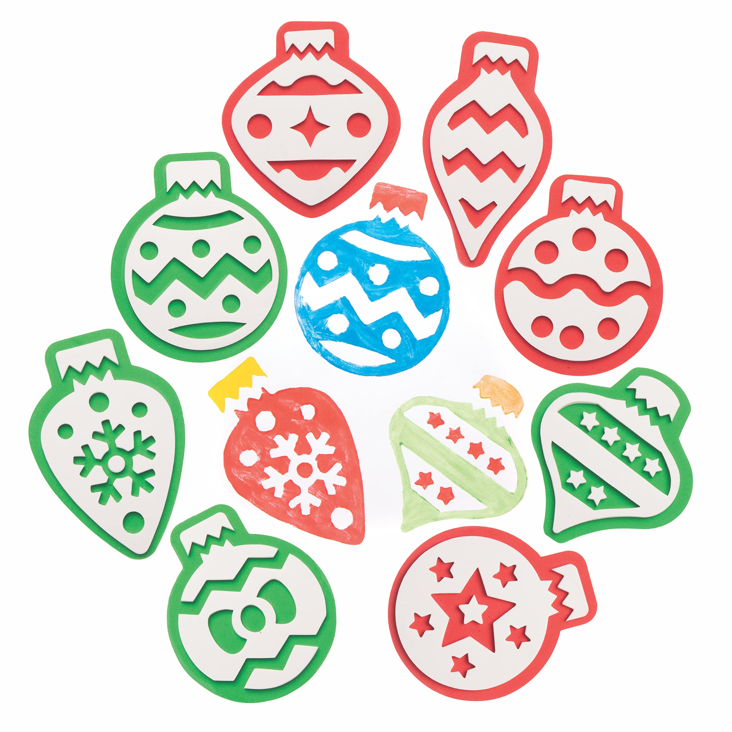 Baker Ross FC103 Christmas Bauble Foam Stampers - Pack of 10, Painting Supplies, Stamp Set for Children, Ideal for Kids Arts and Crafts Projects