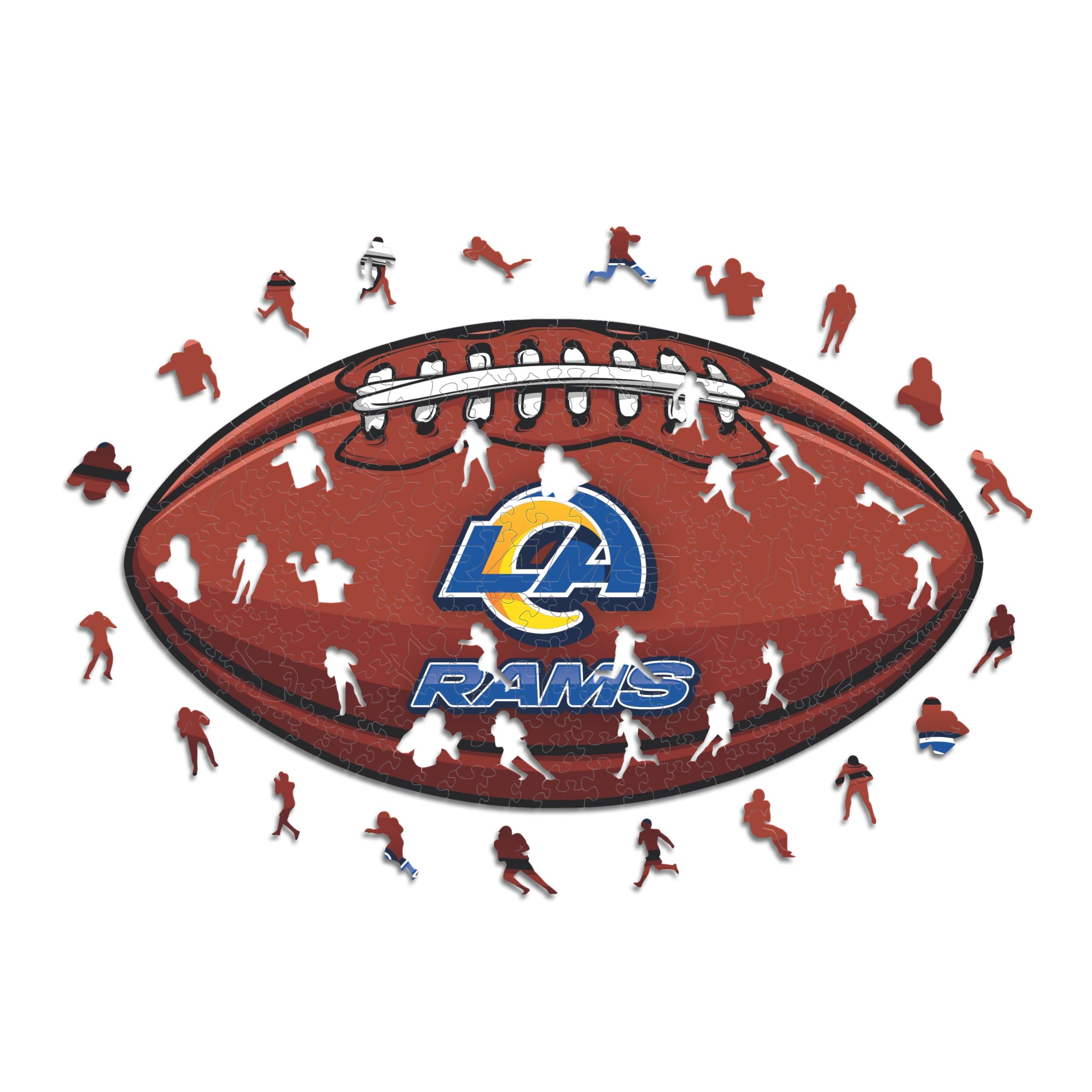 Iconic Puzzles, Los Angeles Rams crest, 100% eco-sustainable wooden puzzle with official license NFL, size S, 150 pieces