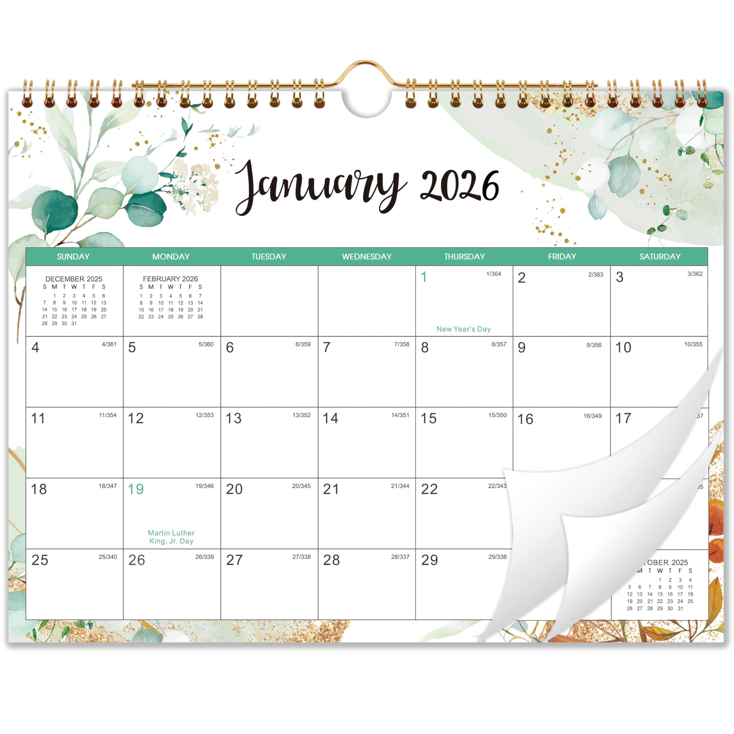 Photo 1 of 2026 Calendar - Wall Calendar 2026 from January 2026 - December 2026, Calendars 8.5" × 11", 12 Monthly Wall Calendar Small, Space Enough for Writing with Julian Dates