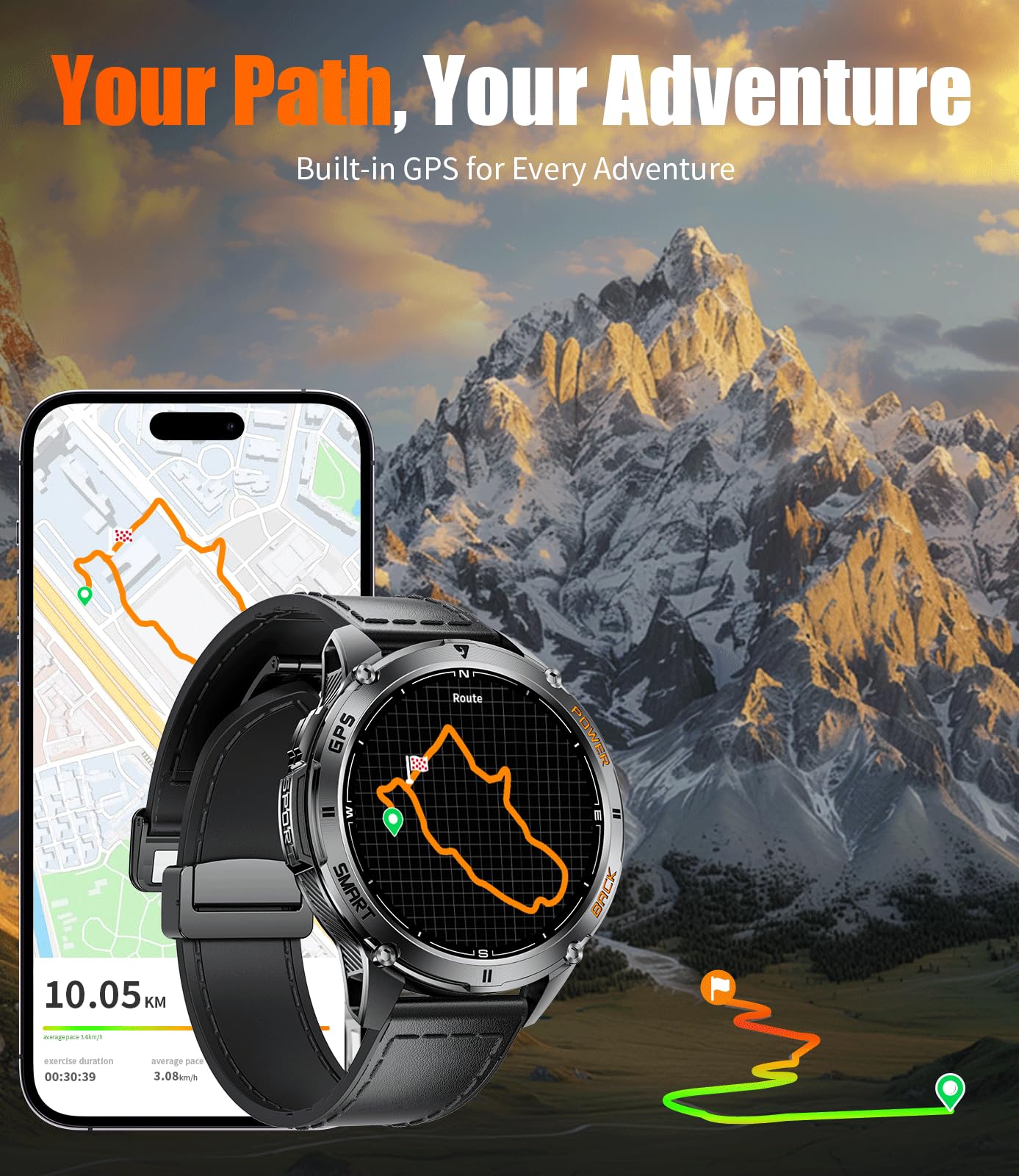 LIGE GPS Military Smart Watch for Men with Make/Answer Call, 1.43