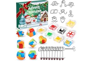 HARDWIND Advent Calendar 2024, Christmas Countdown Calendar with 24Pcs Balance IQ Maze Game Mini Fidget Puzzle, Advent Calendar 2024, 24pcs Brain Teaser Puzzles, IQ Challenge Metal Wire Puzzle for Kids, Boys, Girls