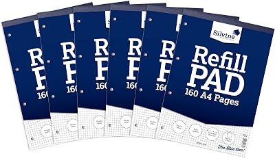 Silvine A4 Refill Pad 5mm Squares Pack of 6 160 Pages 75gsm UK Made