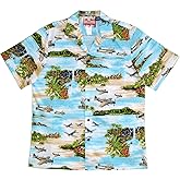 RJC Men's Hawaiian Island Airplane Shirt, Turquoise, 3X