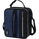 opux Insulated Lunch Bag for Men Women Kids, Soft Lunch Box, Navy Blue | Leakproof Lining, 6H+ Hot Cold, Clip-On Buckle + 48in Adjustable Strap, Front &amp; Utensil Pockets, Soft Compact Cooler