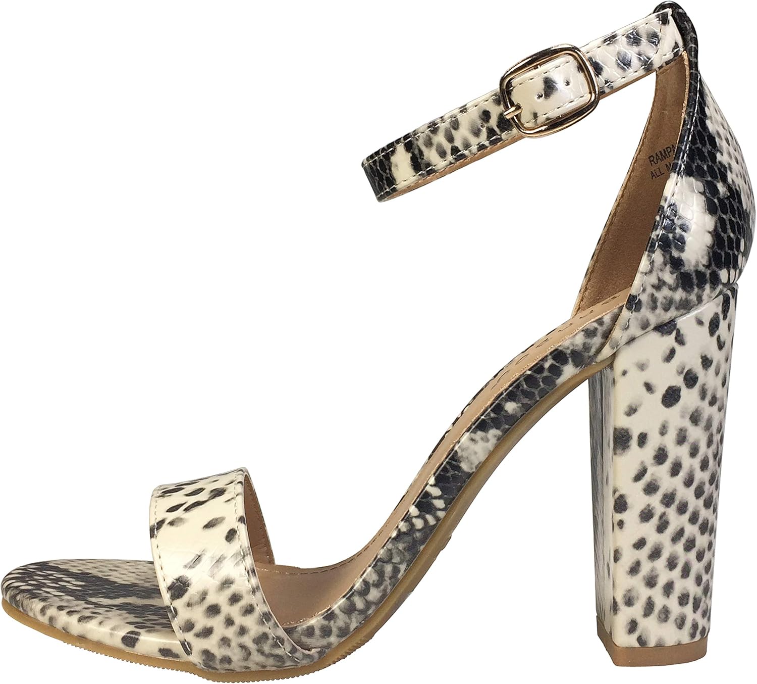 bamboo women's single band chunky heel sandal with ankle strap