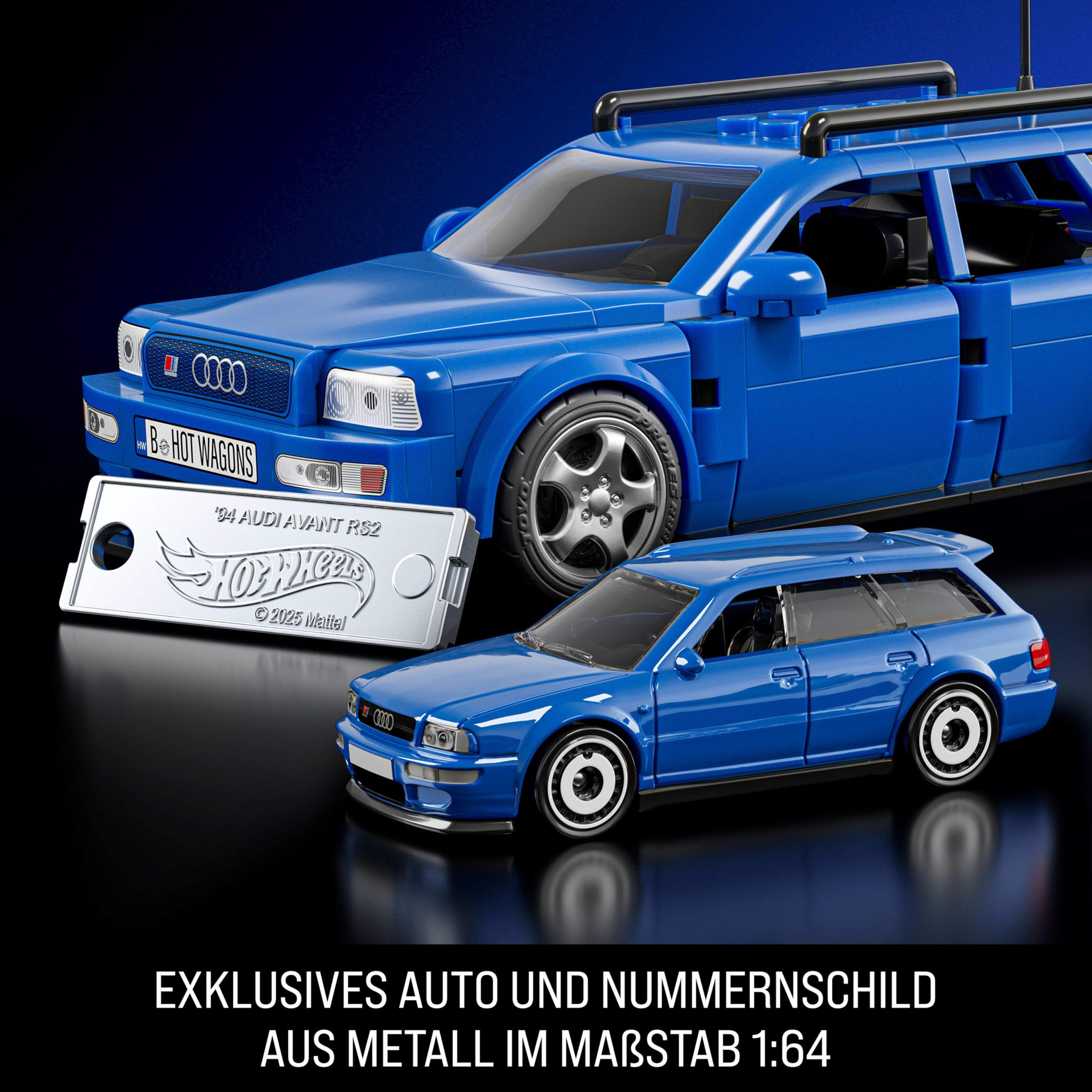 Mattel Brick Shop Hot Wheels Speed Serie Bauset, 94 Audi Avant RS2 mit 252 Teilen, realistischen Details und individuellen Aufklebern, Erwachsene Sammler und Kinder ab 10 Jahre, JGR28 5