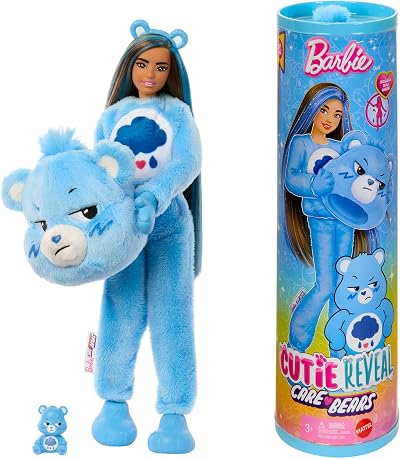 Barbie Cutie Reveal Care Bears Dolls Grumpy Bear Plush Set 10 Surprises JCN96