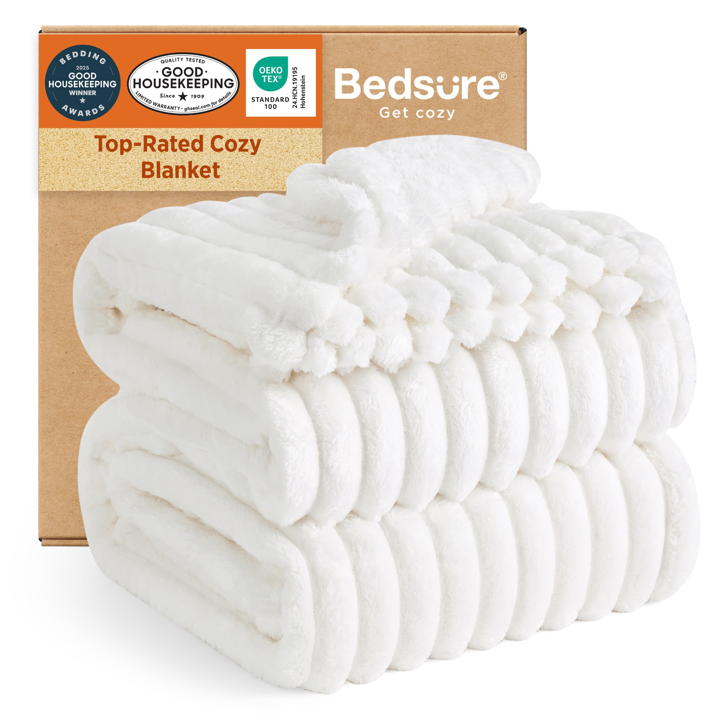 Photo 1 of Bedsure GentleSoft Blankets Queen Size for Bed - Cozy Soft Sofa Couch Cover Blankets for Women, Cute Large Bedding Fleece Throws for Girls, Off White, 90x90 Inches