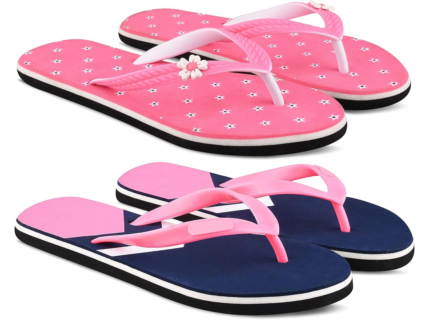 Buy StyleArt Women's Combo of 2 Pair Flip Flops, Pink & Pink EVA