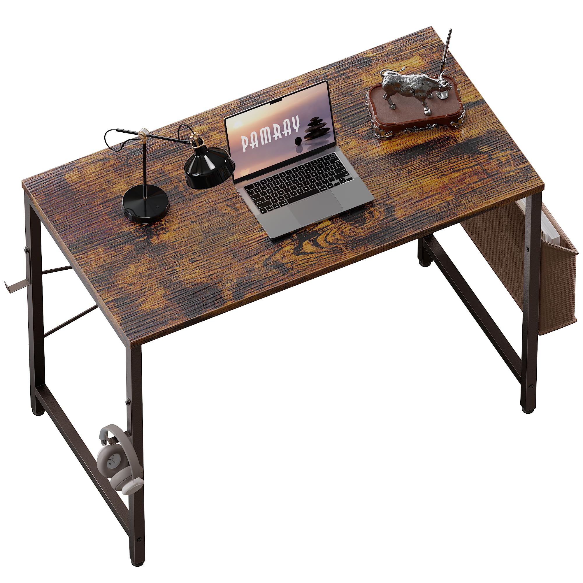 PAMRAY デスク パソコンデスク 幅80×奥行40 収納袋付き ヘッドフォンフック付き 勉強机 在宅ワーク 机 組立簡単 シンプル パソコンデスク ビンテージ商品画像