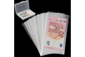 Uncle Paul 100 Pieces Dollar Bill Holder with Storage Box, Clear Paper Money Sleeves Currency Sleeves and Holder Money Collection Sleeves Bank Note Sleeves for Collector PN02