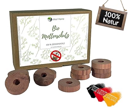 viiteo®-Home Premium 48er Set Mottenschutz aus 100% natürlichem Zedernholz ???? Mottenringe für den Kleiderschrank ??chemiefr