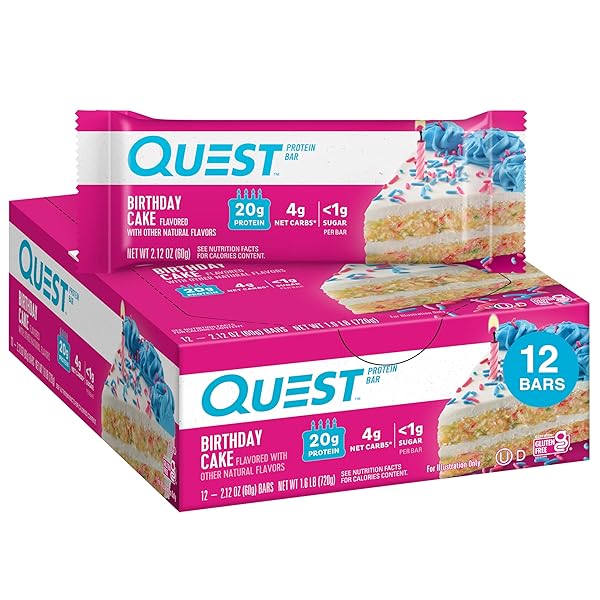 QUEST NUTRITION BIRTHDAY CAKE PROTEIN BARS, 20G PROTEIN,...