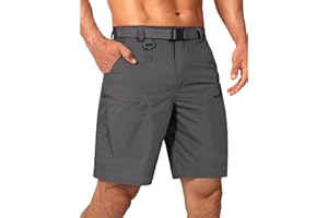 Shallowlulu Mens Cargo Hiking Shorts Water Resistant Quick Dry Lightweight Breathable Tactical Shorts with Nylon Belt