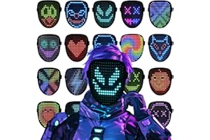 ORWINE LED Mask, Light Up Mask with Gesture Sensing for Festival Dj Cosplay Masquerade Part Christmas Birthday Gifts for Kids