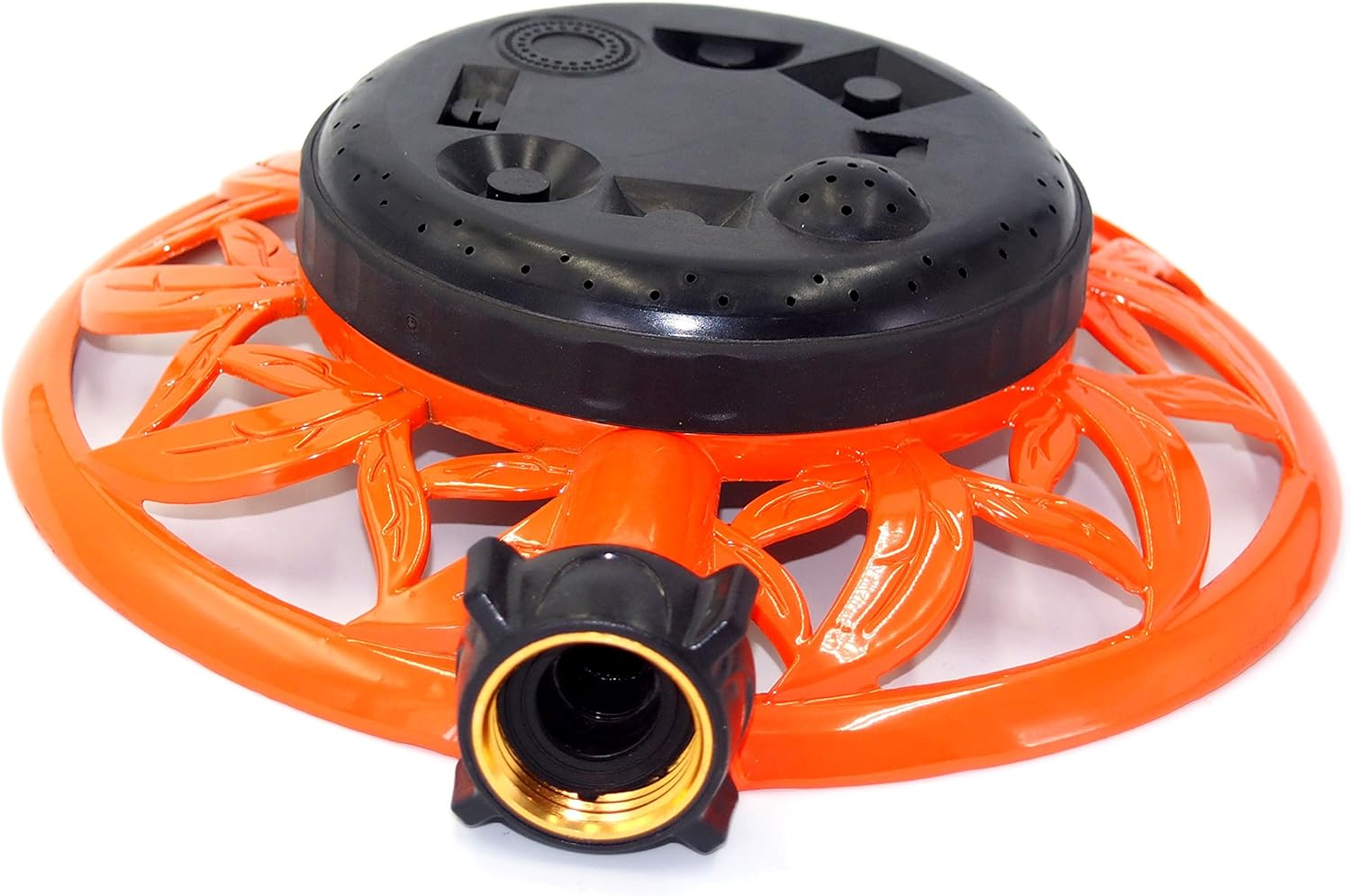 2wayz 8 Pattern Turret Garden Lawn Sprinkler with Super Heavy Duty Circle Metal Base. Powerful Water Output with No Leaks! ¾ Hose Input, 360° Connector Swivel : Garden & Outdoor