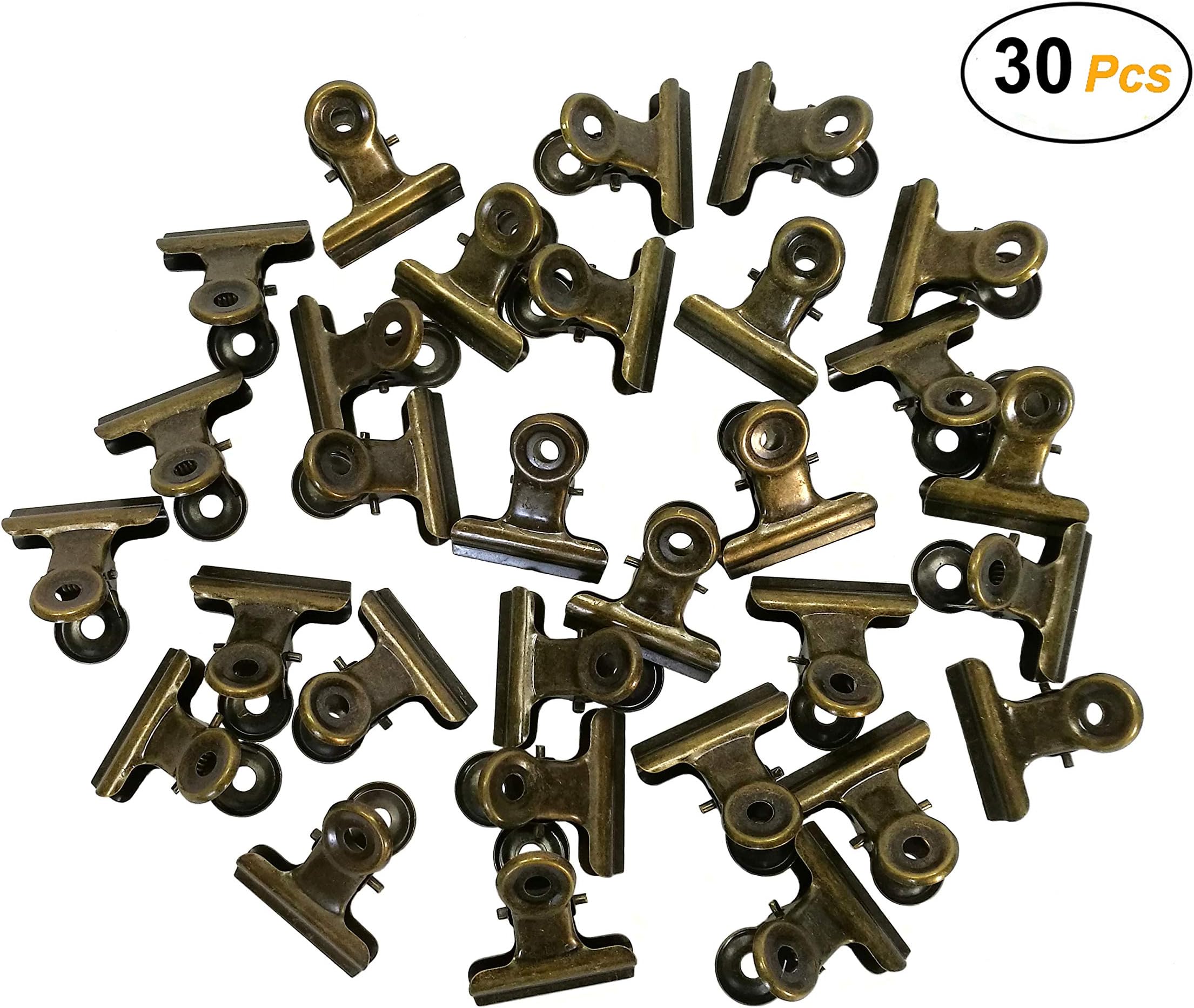 1.25 Inches Metal Bulldog Clips Binder Clips Paper Clips, Pack of 30 (Bronze)