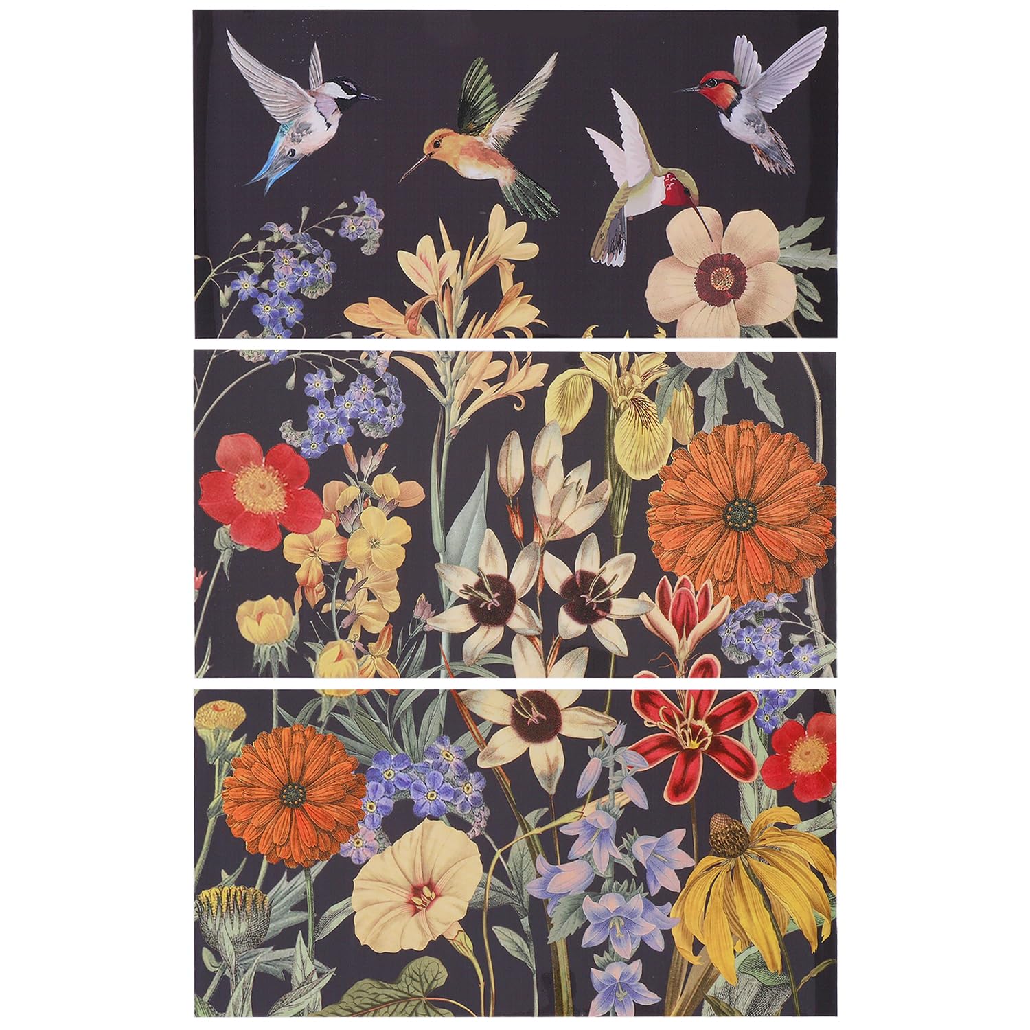 GLOBLELAND 3 Sheets Vintage Flowers and Birds Theme Rub on Transfer Stickers Furniture Decor Transfer Stickers Wall Art Decals for Bedroom Living Room Desk Table Decoration, 45x30cm/17.7x11.8inch