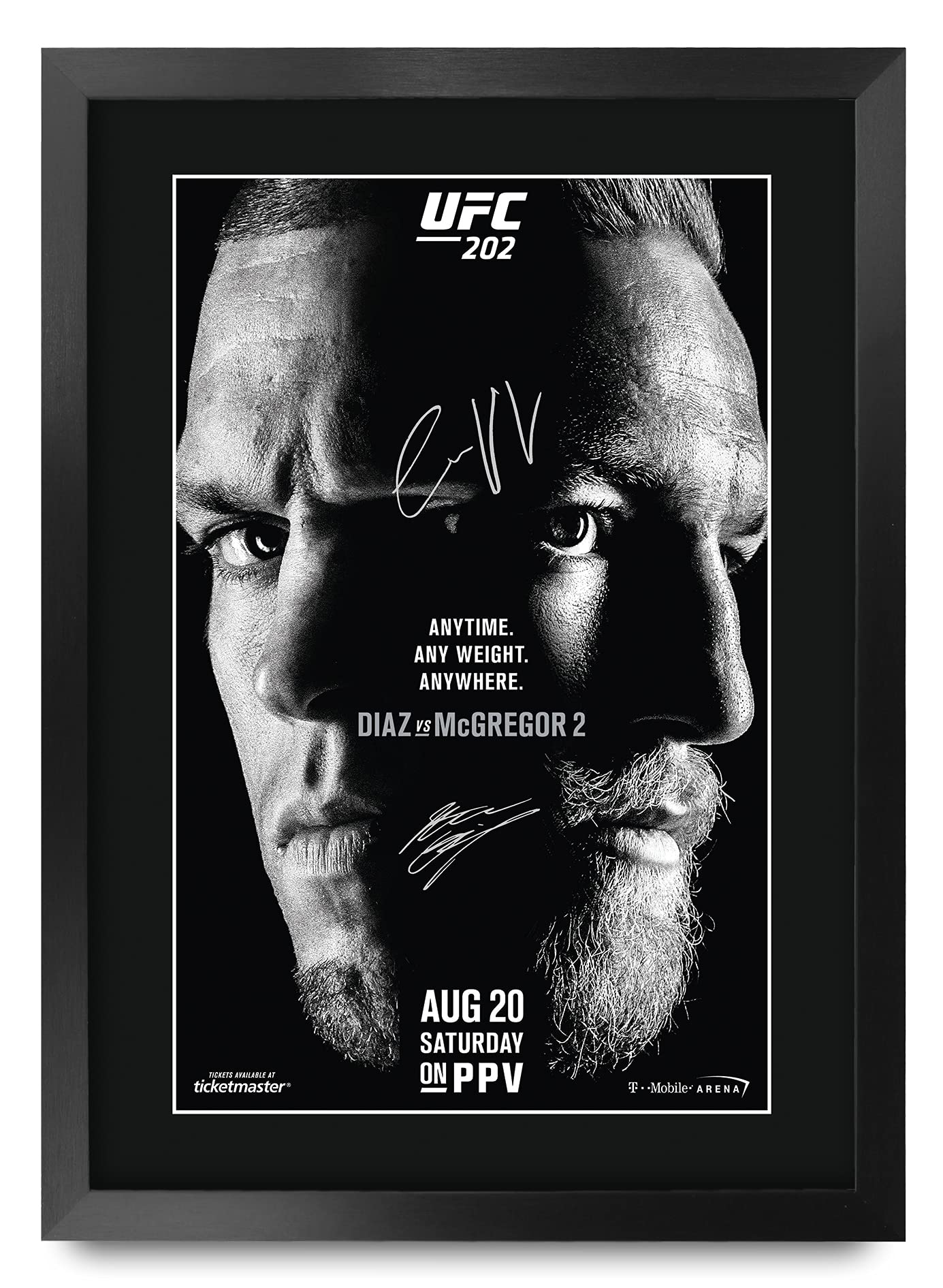HWC Trading A3 FR UFC 202 Programme Poster Conor McGregor Nate Diaz Signed Gift FRAMED A3 Printed Autograph MMA Wrestling Gifts Print Photo Picture Display โ image 1