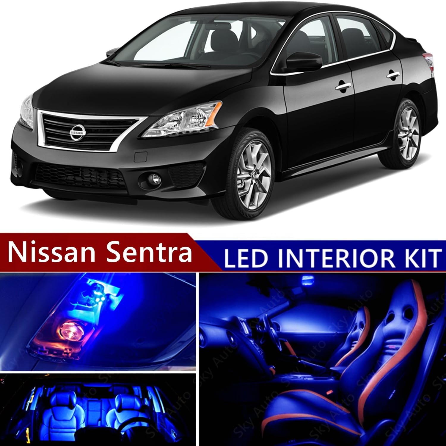 Amazon Com Sky Auto Inc Led Premium Blue Light Interior Package Kit For Nissan Sentra 2013 2015 8 Pcs Automotive