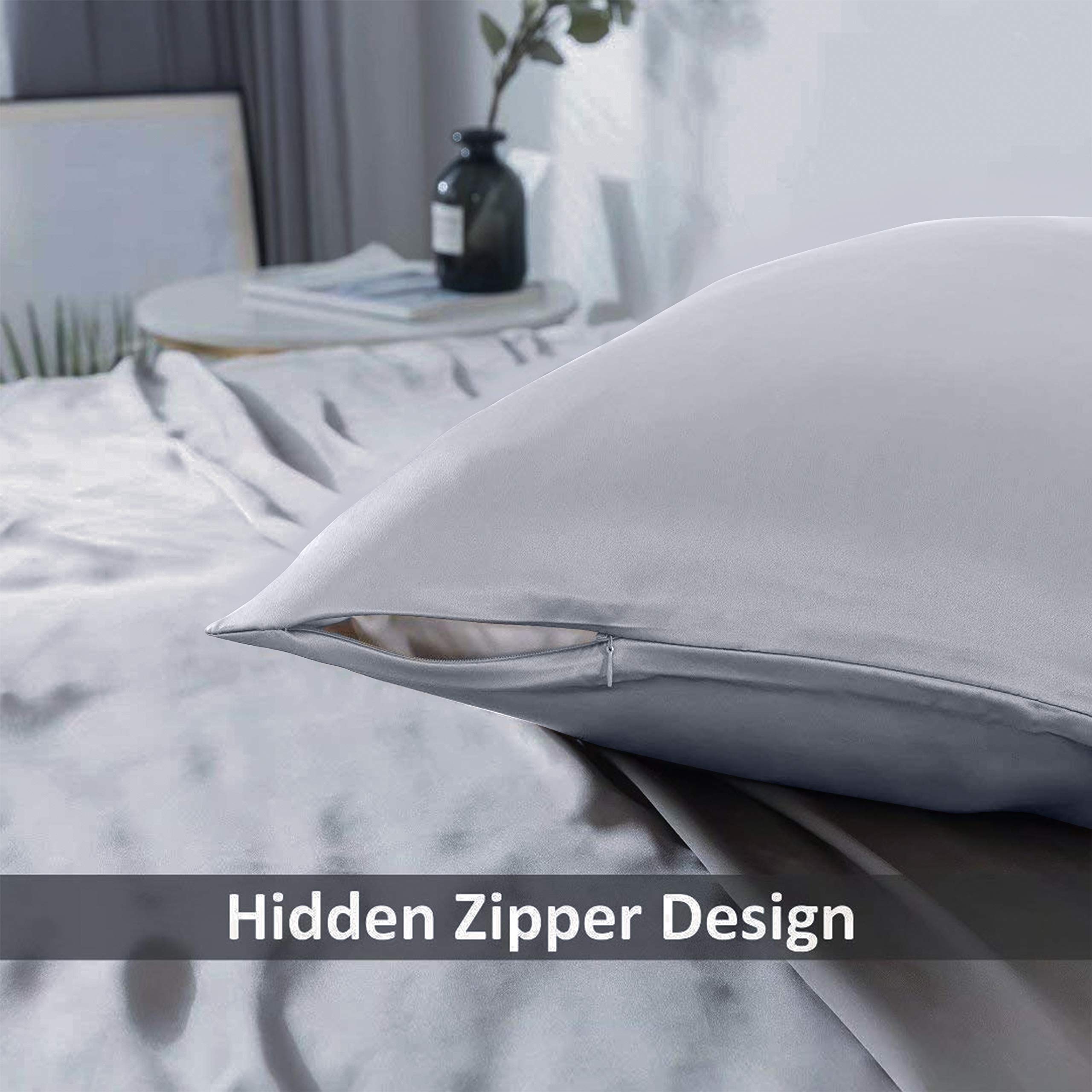 ZHOUBIN Soft-Silky Natural Silk Pillowcases with Both Sides Luxurious 25 Momme Silk and Hidden Zippered for Hair and Skin(1 Pack,20×30\