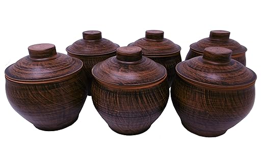 6 Tarros de Barro con Tapas - Terracotta - Ideales para cocinar en ...