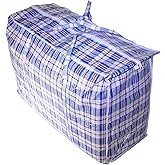Set of 3 Super Giant Jumbo Laundry Storage & Transport Bags with Zipper and Handles – 28"H x 30"L x 7"W – Durable Checkered Design, Colors Vary (Blue/Red/Black/White)