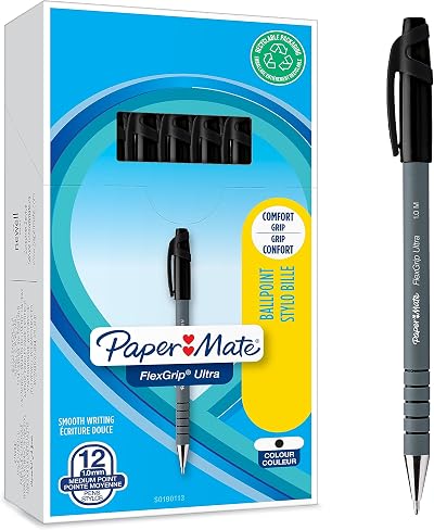 Paper Mate Flexgrip Ultra Ballpoint Pens 1.0mm 12 Count Black